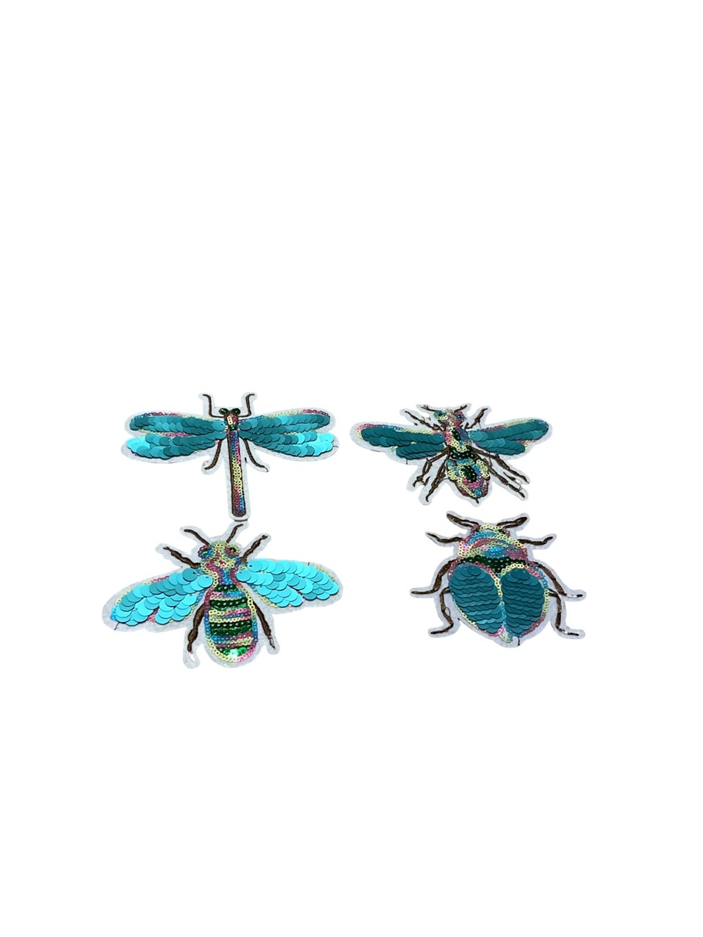 sequin bug patches - dragonfly iron on patch ( set of 4 patches )
